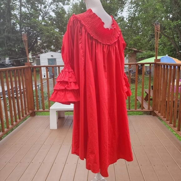 Ft Inc Women's  Red relaxed fit  Long sleeves Off Shouldes Flare midi dress L - Picture 7 of 13